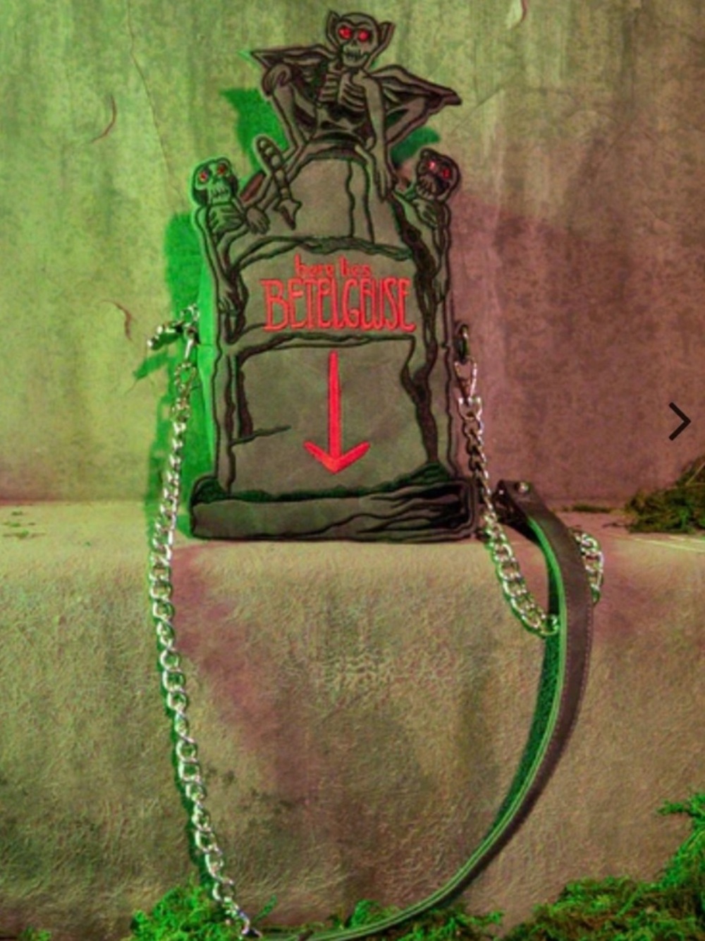 La Femme en Noir Beetlejuice Tombstone Crossbody Bag